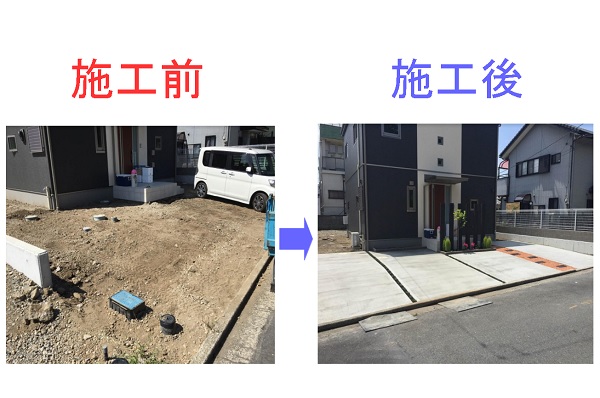 沼津市で行った駐車場 花壇 アプローチ作成の外構工事 静岡 神奈川県の新築外構工事の設計 施工のmｋプランニング