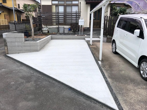 静岡県東部 土間コンクリートの駐車場の増設工事を費用を交え紹介します 静岡 神奈川県の新築外構工事の設計 施工のmｋプランニング