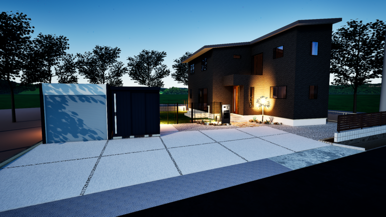 ドッグランのあるモダンガーデン:富士市のエクステリア